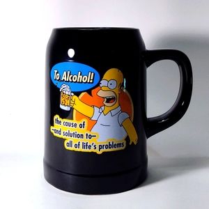 2004 Simpsons Homer Simpson Beer Mug “To Alcohol” 20 oz Beer or Coffee Mug